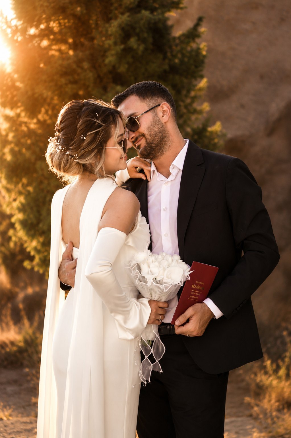 Kapadokya altın saatte romantik nikâh portresi - Aslan Media
